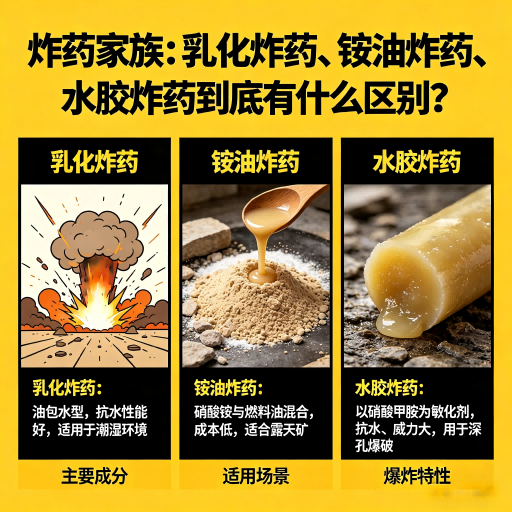 本溪炸药家族：乳化炸药、铵油炸药、水胶炸药到底有什么区别？